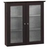 Quikfurn Bathroom Wall Cabinet With Two Glass Doors In Dark Espresso