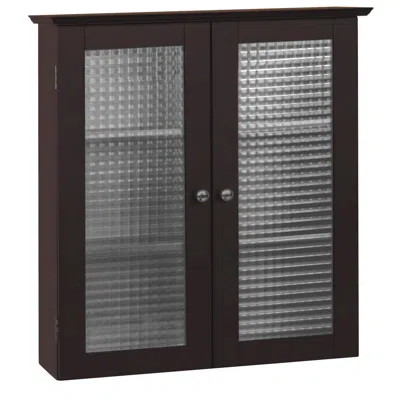 Quikfurn Bathroom Wall Cabinet With Two Glass Doors In Dark Espresso