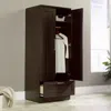 Quikfurn Bedroom Wardrobe Armoire Cabinet In Dark Brown Oak Wood Finish