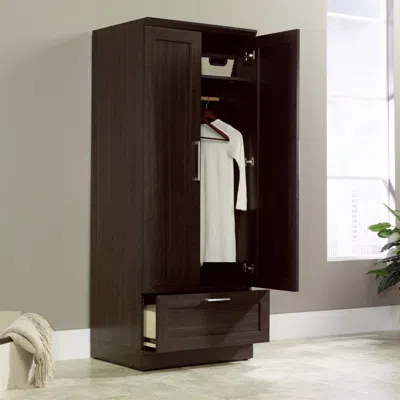 Quikfurn Bedroom Wardrobe Armoire Cabinet In Dark Brown Oak Wood Finish