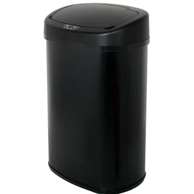 Quikfurn Black 13-gallon Kitchen Trash Can With Touch Free Motion Sensor Lid In Brown