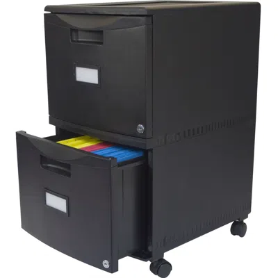 Quikfurn Black 2-drawer Locking Letter/legal Size File Cabinet With Casters/wheels