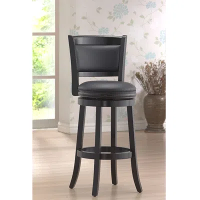 Quikfurn Black 29-inch Swivel Seat Barstool With Faux Leather Cushion Seat