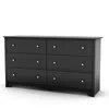 Quikfurn Black 6 Drawer Bedroom Dresser With Nickle Metal Knobs Handles