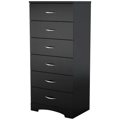 Quikfurn Black 6-drawer Lingerie Chest For Contemporary Bedroom