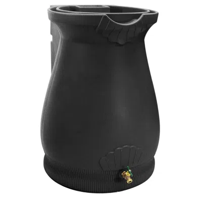 Quikfurn Black 65-gallon Plastic Urn Rain Barrel With Planter Top