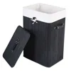 Quikfurn Black Bamboo Laundry Hamper With Removable Liner