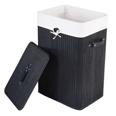 Quikfurn Black Bamboo Laundry Hamper With Removable Liner
