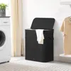 Quikfurn Black Bamboo Wood 26-gal Laundry Hamper Basket W/ Removable Washable Cotton Bag