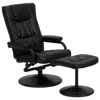 Quikfurn Black Faux Leather Recliner Chair With Swivel Seat And Ottoman