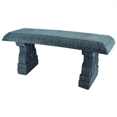 Quikfurn Black Fiber-clay Resin Outdoor Garden Bench In Stone Finish