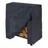 Quikfurn Black Firewood Rack Cover - Fits 4-ft. Log Racks