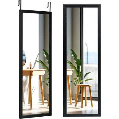 Quikfurn Black Full Length Bedroom Mirror With Over The Door Or Wall Mounted Design