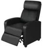 Quikfurn Black High-density Faux Leather Push Back Recliner Chair