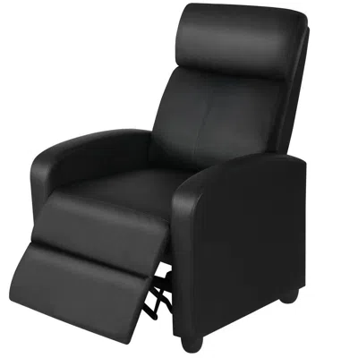 Quikfurn Black High-density Faux Leather Push Back Recliner Chair