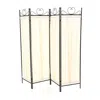 Quikfurn Black Metal 4-panel Room Divider With Off-white Fabric Screen