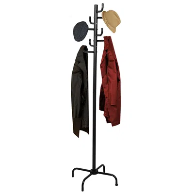 Quikfurn Black Metal Coat Rack Entry Hall Tree Hat Rack