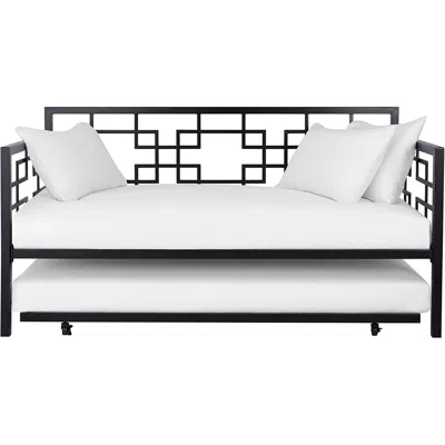 Quikfurn Black Metal Daybed Frame With Twin Pull-out Trundle Bed