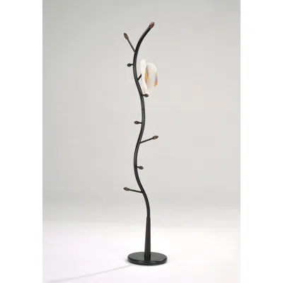Quikfurn Black Metal Hall Tree Coat Rack Entryway Storage Hat Rack