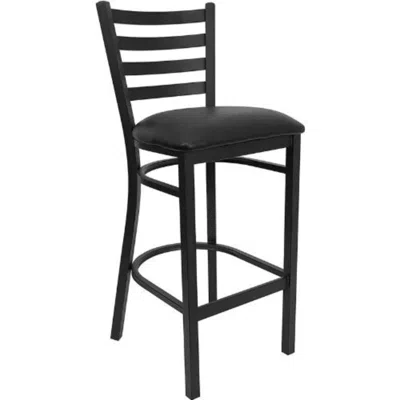 Quikfurn Black Metal Ladder-back Restaurant Style Bar Stool