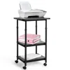 Quikfurn Black Multifunction Adjustable Height 3-tier Printer Stand On Wheels