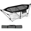 Quikfurn Black Portable Camping Foldable Hammock With Stand And Carry Case