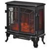 Quikfurn Black Remote Controlled Electric Fireplace Heater Realistic Led Flames And Logs