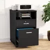 Quikfurn Black Rolling 2-drawer Mobile File Cabinet Printer Stand Office Cart On Wheels