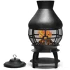 Quikfurn Black Rustic Iron Wood Burning Chiminea Fire Pit
