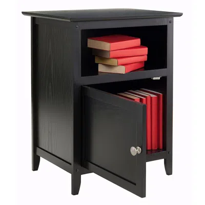 Quikfurn Black Shaker Style End Table Nighstand With Shelf