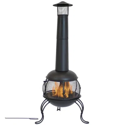 Quikfurn Black Steel Chimenea Wood Burning Fire Pit