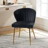 Quikfurn Black Velvet Upholstered Wingback Accent Side Chair W/ Gold Metal Legs