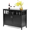 Quikfurn Black Wood 2-door Dining Buffet Sideboard Cabinet With Open Storage Shelf