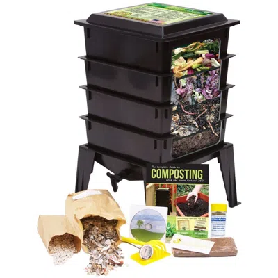 Quikfurn Black Worm Composter With Compost Tea Spigot - Indoor Or Outdoor