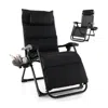 Quikfurn Black Zero Gravity Adjustable Lounge Chair Removable Cushion Cup Holder Tray