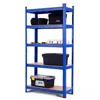 Quikfurn Blue Heavy Duty Metal Wood 5 Tier Adjustable Shelving Unit Garage Storage Rack