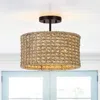 Quikfurn Bohemian 13.6-inch Round Rattan Drum 2-light Ceiling Light - Semi-flush Mount