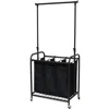 Quikfurn Bronze Black 3-bag Laundry Sorter Hamper With Adjustable Clothes Hanging Bar