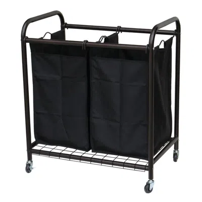 Quikfurn Bronze Laundry Hamper Cart With 2 Black Sorter Bags