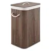 Quikfurn Brown Bamboo Laundry Hamper Dirty Clothes Basket With Lid And Removable Bag
