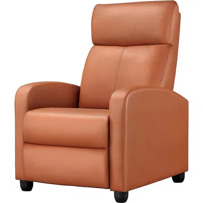 Quikfurn Brown High-density Faux Leather Push Back Recliner Chair