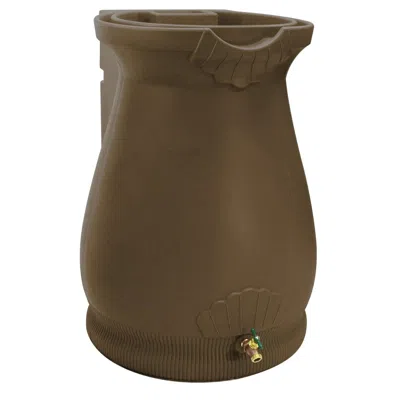 Quikfurn Brown Oak 65 Gallon Plastic Urn Rain Barrel With Planter Top