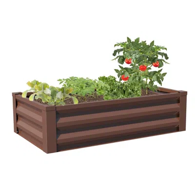 Quikfurn Brown Powder Coated Metal Raised Garden Bed Planter Made In Usa
