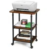 Quikfurn Brown/black Multifunction Adjustable Height 3-tier Printer Stand On Wheels