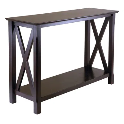 Quikfurn Cappuccino Brown Wood Console Sofa Table With Bottom Shelf