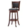 Quikfurn Cherry 29-inch Solid Wood Bar Stool With Faux Leather Swivel Seat