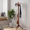 Quikfurn Classic Traditional Solid Wood Coat Rack In Walnut Finish