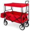 Quikfurn Collapsible Utility Wagon Cart Indoor/outdoor With Canopy - Red