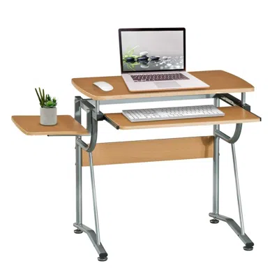Quikfurn Compact Contemporary Computer Desk In Light Cherry Finish