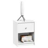 Quikfurn Contemporary 1-drawer Nightstand With Storage Shelf In White